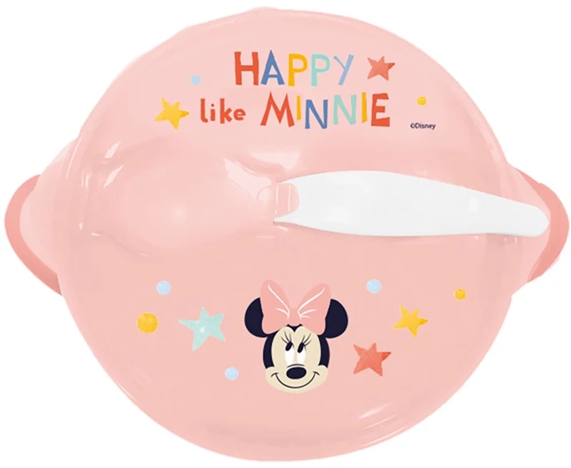 STOR Ciotola antiscivolo con coperchio e cucchiaio Minnie per bambini Originale
