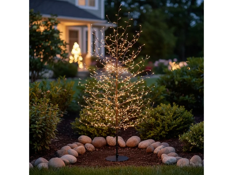 Albero ramo tiglio marrone h150cm con 640 microled bianco caldo, gioco di luce flashled diamond, rami modellabili, IP44 interno/esterno