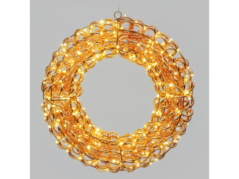 Corona 3D 40cm rose gold con 400 microled bianco caldo, FlashLED Diamond, IP44 interno/esterno