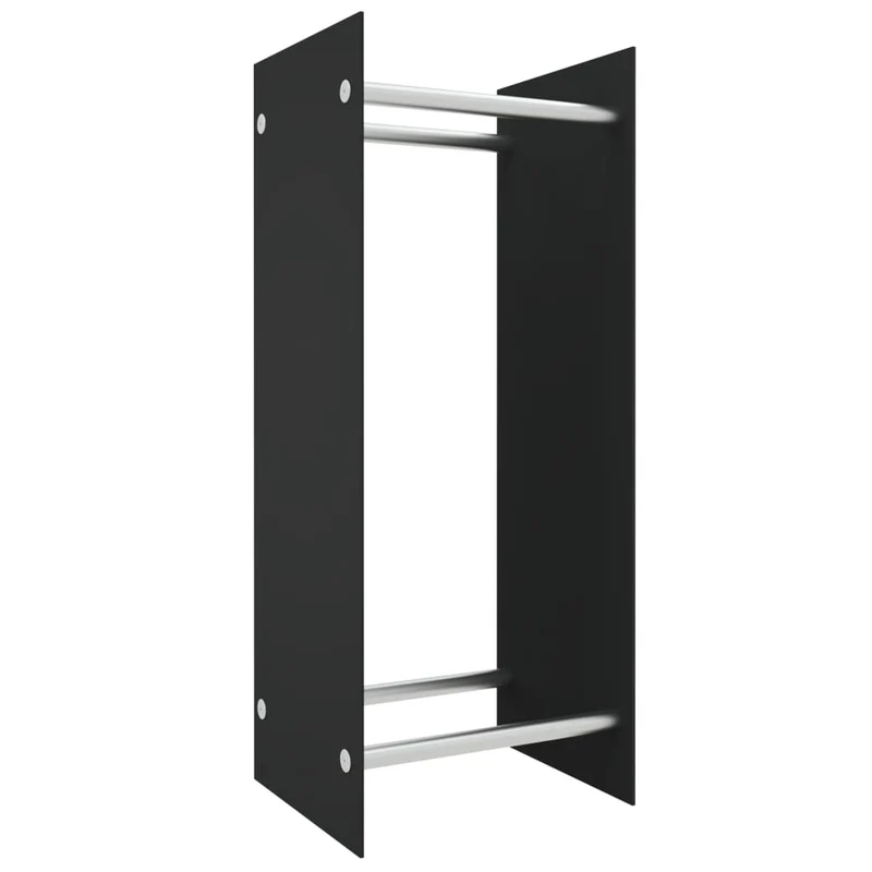 Porta Legna Nero 40x35x100 cm Portaceppi in Vetro Temperato