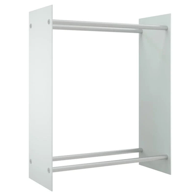 Porta Legna Bianco 80x35x100 cm Portaceppi in Vetro Temperato