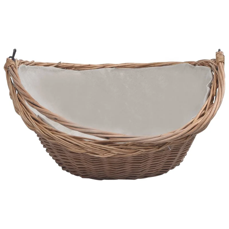 Cesta Legna da Ardere con Manico 57x46,5x52cm Marrone in Salice