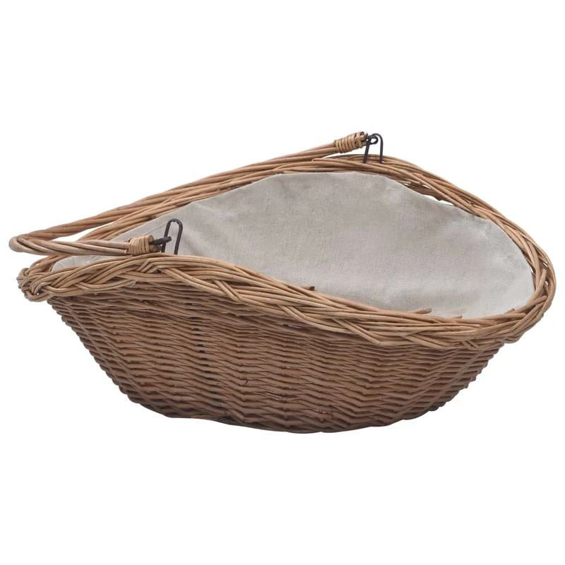 Cesta Legna da Ardere con Manico 57x46,5x52cm Marrone in Salice
