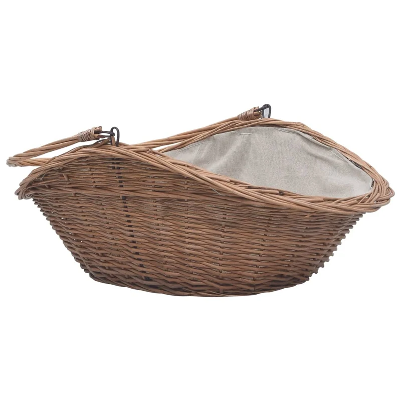 Cesta Portalegna da Ardere con Manico 60x44x55 cm Naturale in Salice