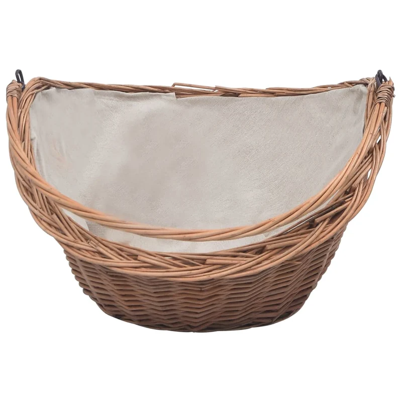 Cesta Portalegna da Ardere con Manico 60x44x55 cm Naturale in Salice