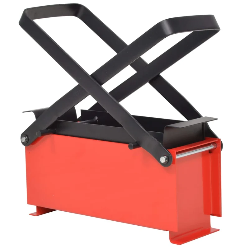 Compattatore di Carta per Camino in Acciaio 34x14x14 cm Nero e Rosso