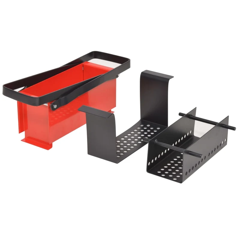 Compattatore di Carta per Camino in Acciaio 34x14x14 cm Nero e Rosso