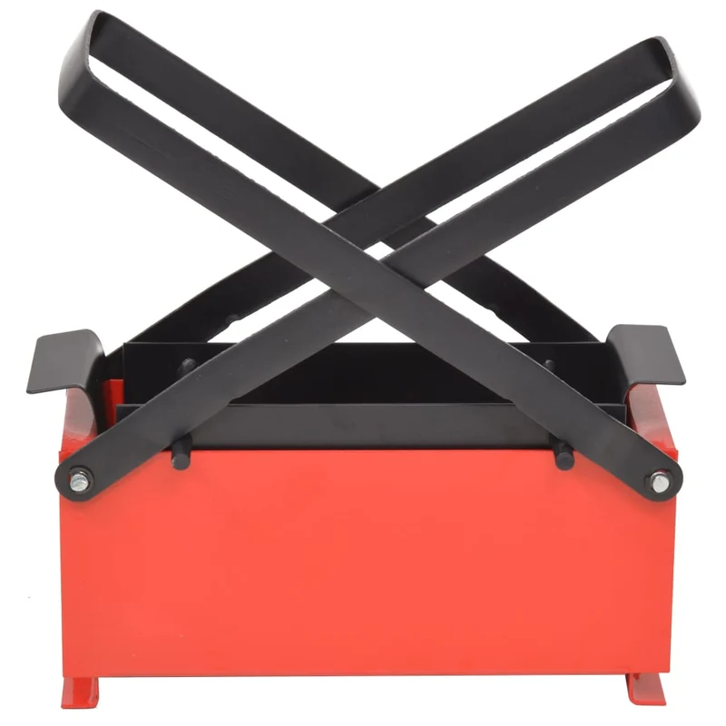 Compattatore di Carta per Camino in Acciaio 34x14x14 cm Nero e Rosso