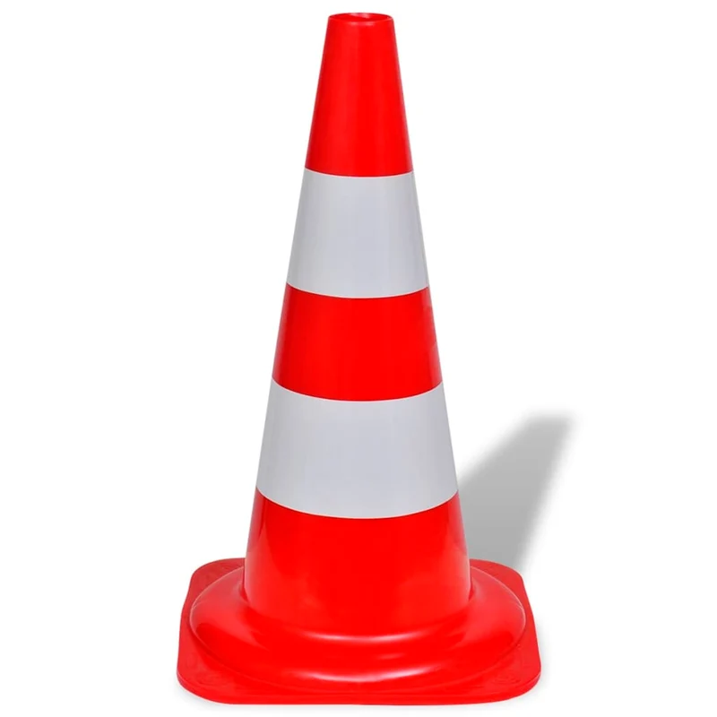 Set 10 Coni Stradali Emergenza Segnaletici Riflettenti Rosso e Bianco 50 cm