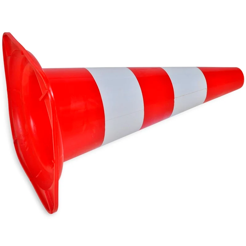 Set 10 Coni Stradali Emergenza Segnaletici Riflettenti Rosso e Bianco 50 cm