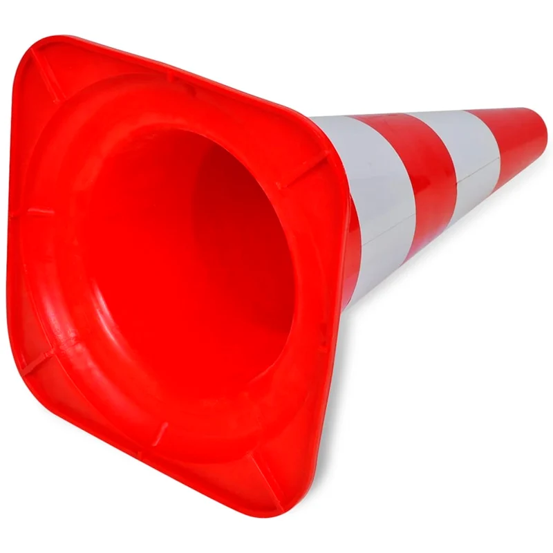 Set 10 Coni Stradali Emergenza Segnaletici Riflettenti Rosso e Bianco 50 cm