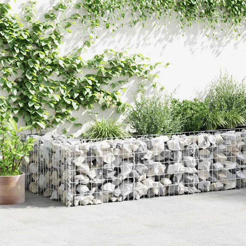 Gabbione in Rete in Acciaio Zincato Stabile e Resistente 300x30x50 cm Argento