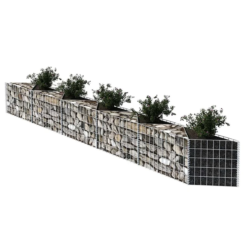 Gabbione in Rete in Acciaio Zincato Stabile e Resistente 300x30x50 cm Argento