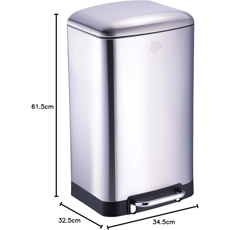 Dirt Devil Pattumiera a Pedale 30 Litri con Chiusura Ammortizzata Acciaio Inox