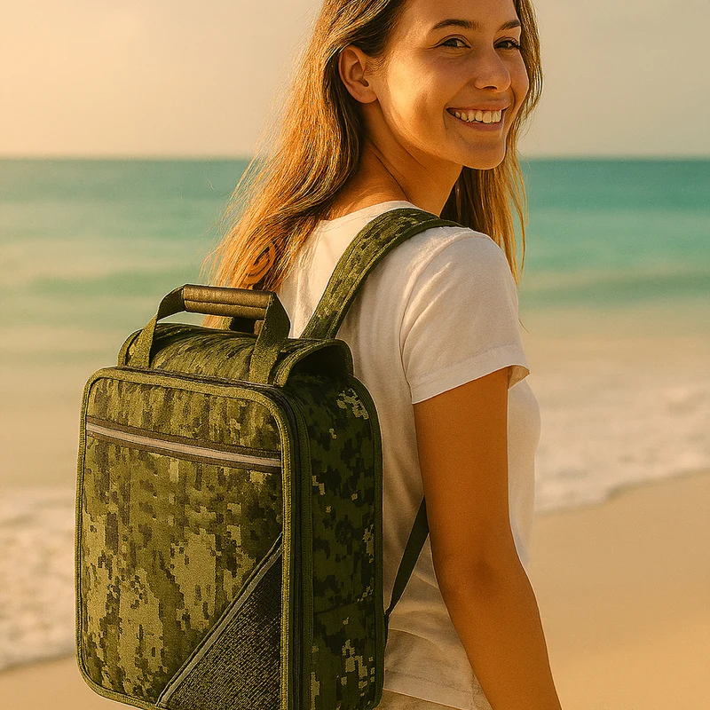 Zaino Borsa Frigo 18L Verde Militare per Campeggio Mare Picnic Trekking Multiuso
