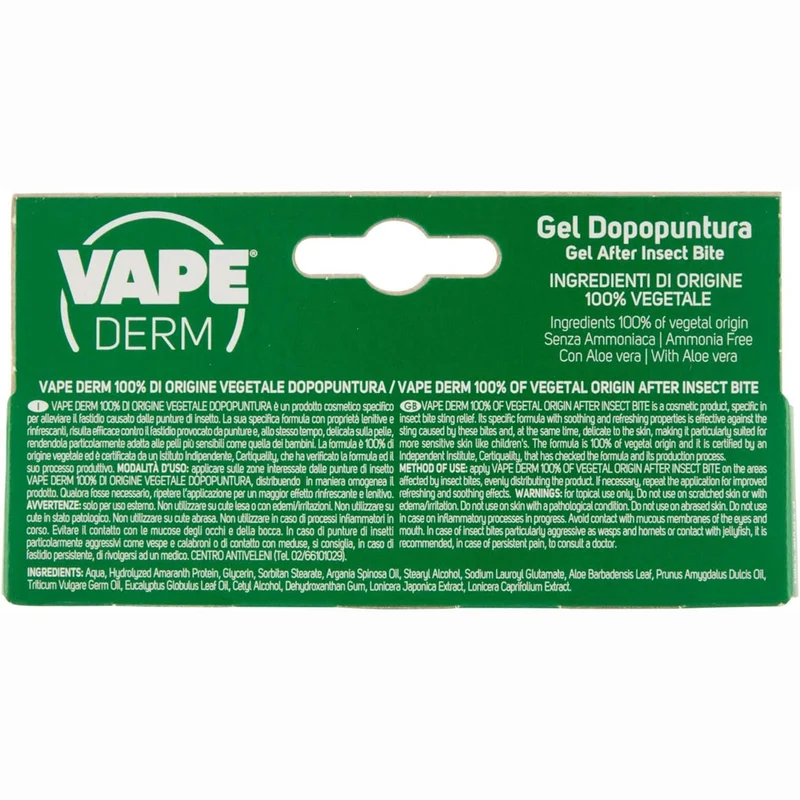 2 x Vape Derm Penna Gel Dopopuntura Zanzare Ingredienti Vegetali Lenitivo 1x10ml