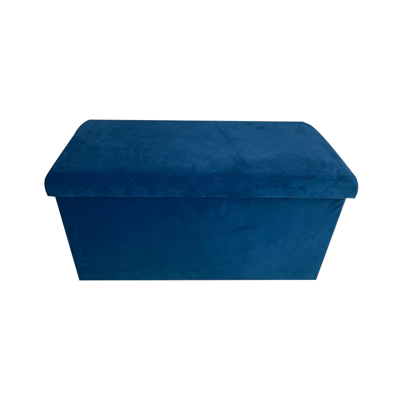 Pouf Velvet In Velluto Blu 76x38x38cm