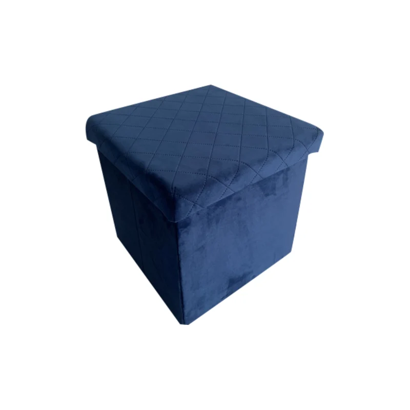 Pouf Velvet In Velluto Blu 38x38x38cm