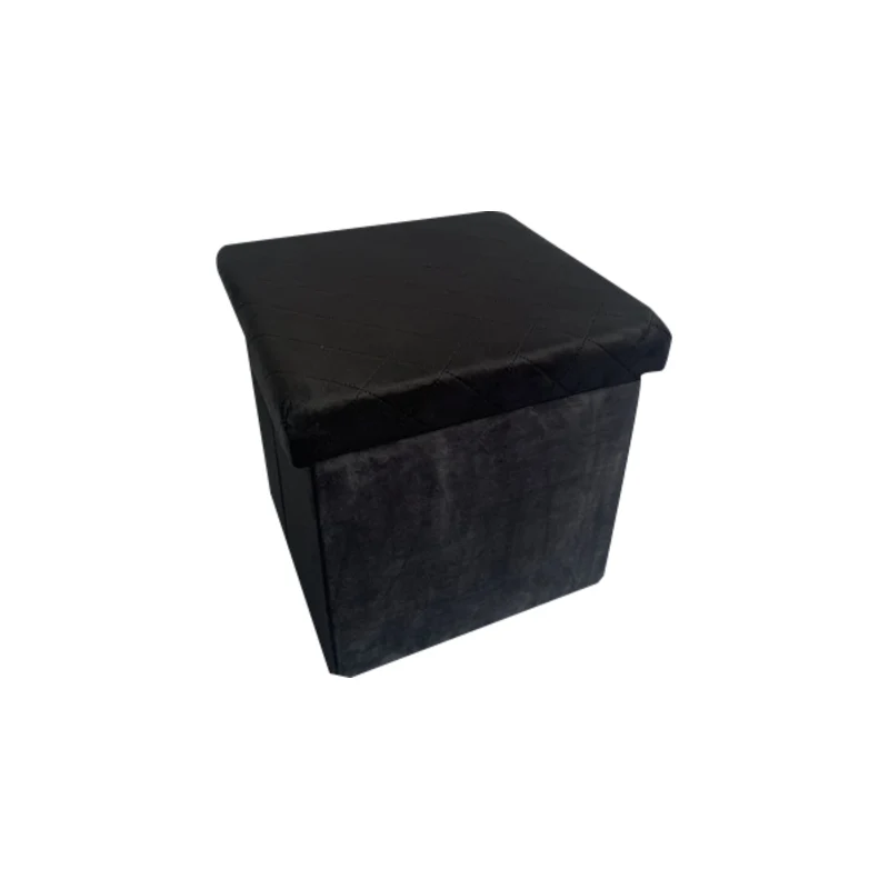 Pouf Velvet In Velluto Nero 38x38x38cm