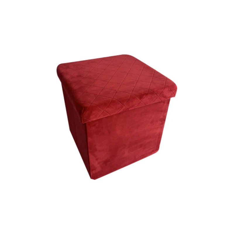 Pouf Velvet In Velluto Bordeaux 38x38x38cm