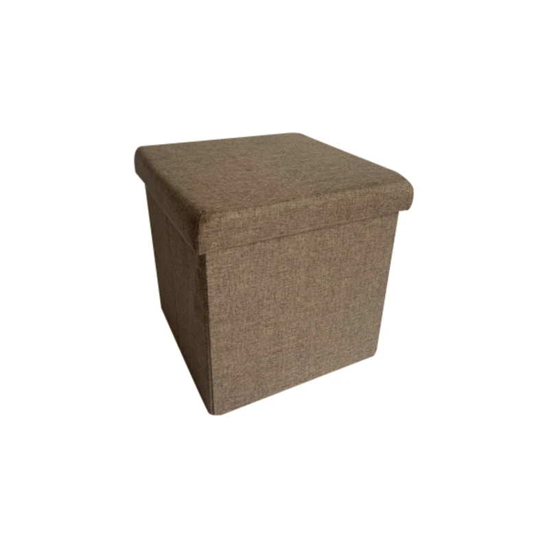 Pouf Contenitore Tes In Tessuto Tortora 38x38x38cm