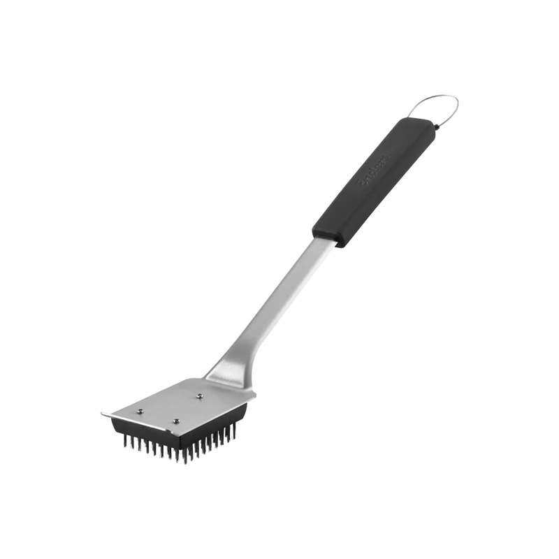 Spazzola per Barbecue con Setole in Acciaio Inox e Raschietto 38 cm Nero Acciaio ENDERS