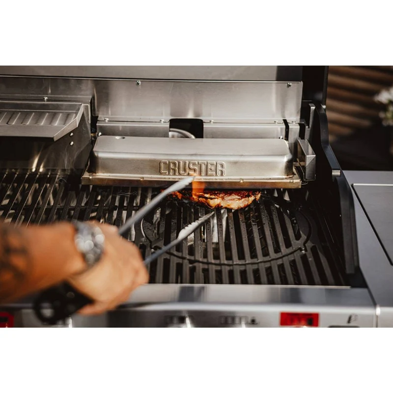 Barbecue a Gas 4 Fuochi con Cruster e Fornello Laterale Nero e Acciaio ENDERS