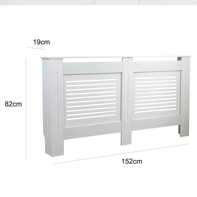 Copritermosifone in Legno MDF 152x19x82cm Copertura Radiatore Calorifero Bianco