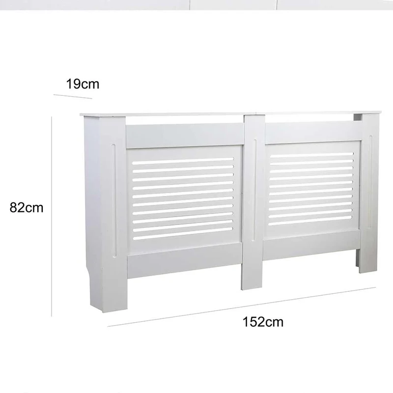 Copritermosifone in Legno MDF 152x19x82cm Copertura Radiatore Calorifero Bianco