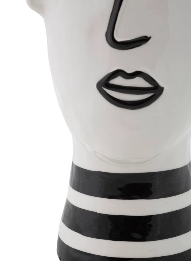 Vaso Face 13,2x11,8x26,3 cm in Porcellana Bianco e Nero