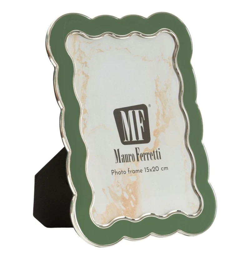 Cornice Charlotte 15,7x1,3x21,1 cm in Zinco e Vetro Verde e Argento