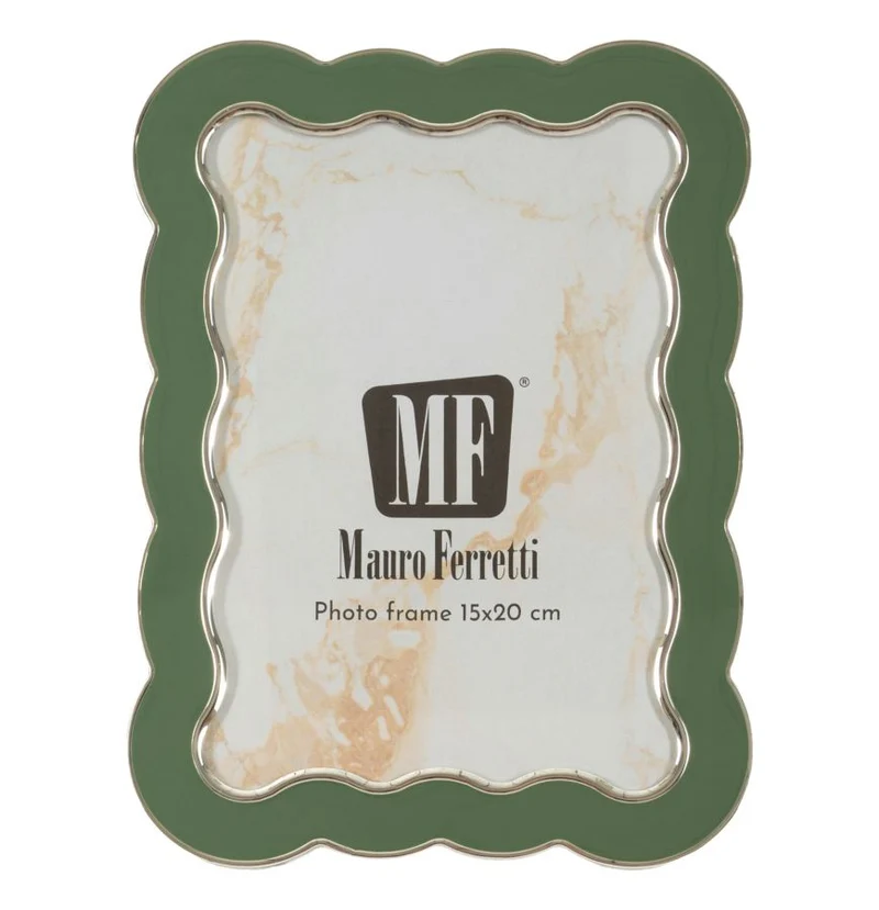 Cornice Charlotte 15,7x1,3x21,1 cm in Zinco e Vetro Verde e Argento
