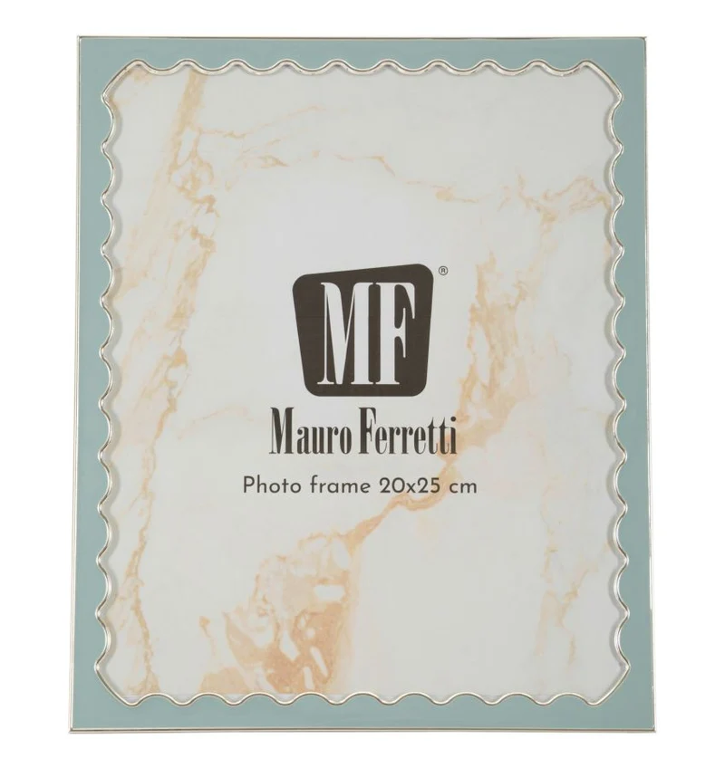 Cornice Juliette 22,7x1,3x27,6 cm in Zinco e Vetro Azzurro e Argento