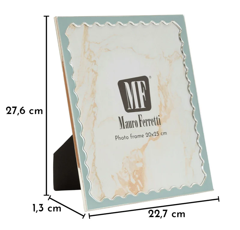 Cornice Juliette 22,7x1,3x27,6 cm in Zinco e Vetro Azzurro e Argento