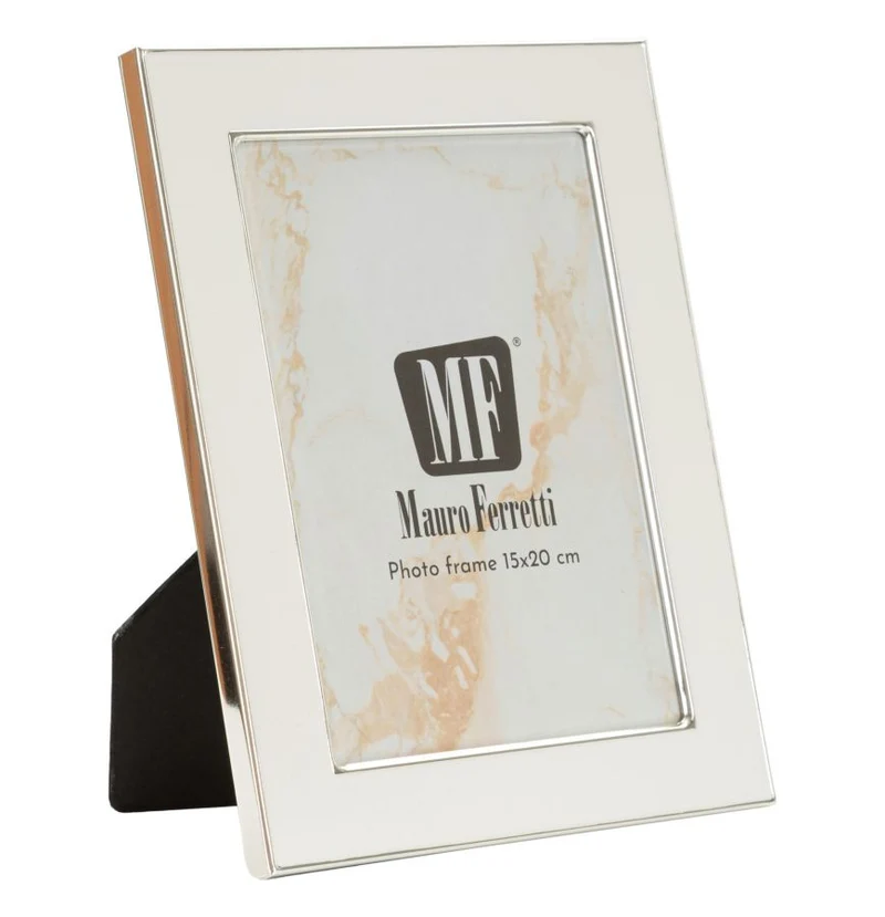 Cornice Molly 16x1,6x21,5 cm in Zinco e Vetro Bianco e Argento