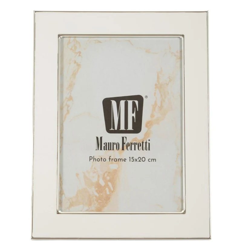 Cornice Molly 16x1,6x21,5 cm in Zinco e Vetro Bianco e Argento