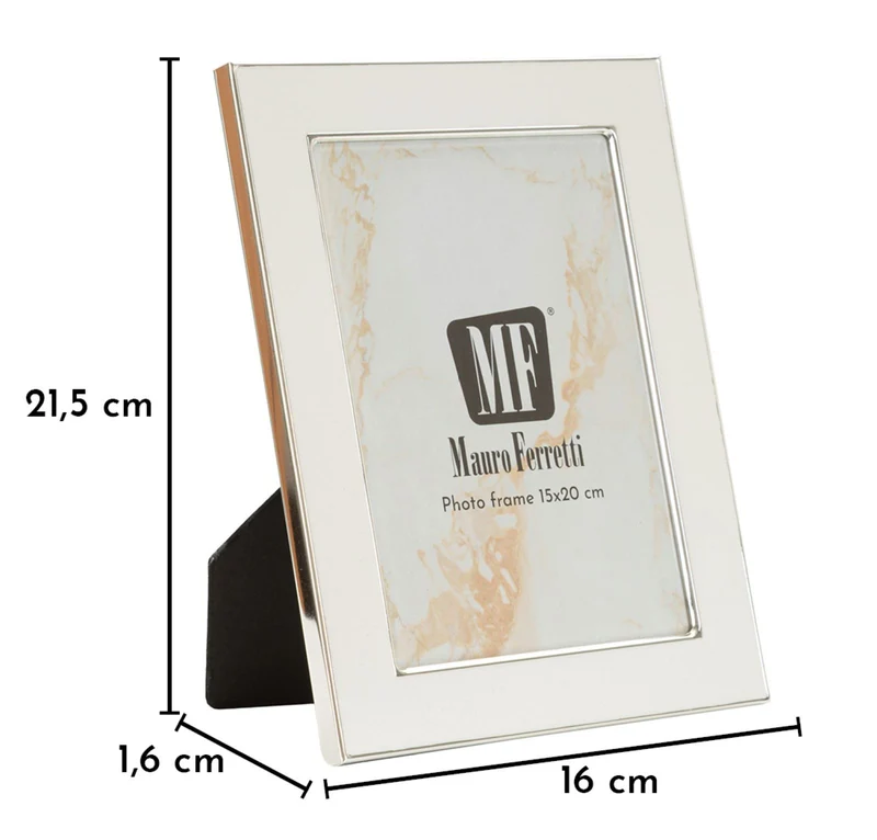 Cornice Molly 16x1,6x21,5 cm in Zinco e Vetro Bianco e Argento