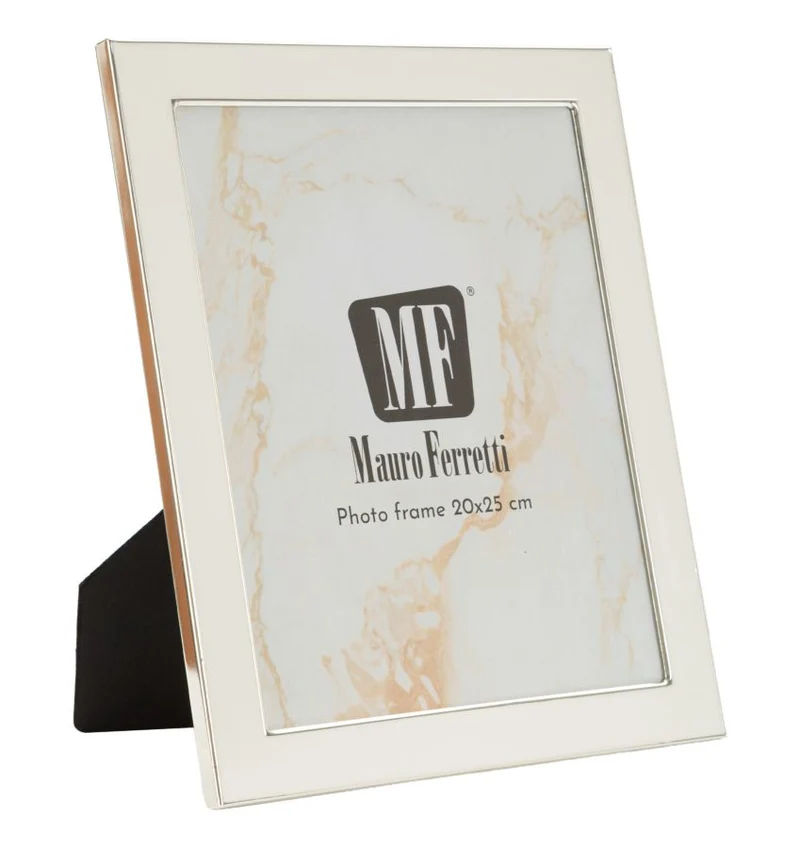Cornice Molly 24x1,7x29 cm in Zinco e Vetro Bianco e Argento