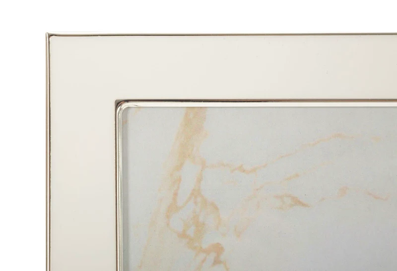 Cornice Molly 24x1,7x29 cm in Zinco e Vetro Bianco e Argento
