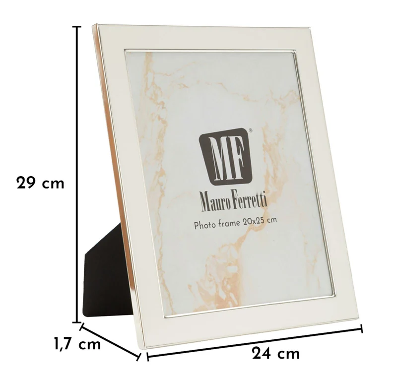 Cornice Molly 24x1,7x29 cm in Zinco e Vetro Bianco e Argento