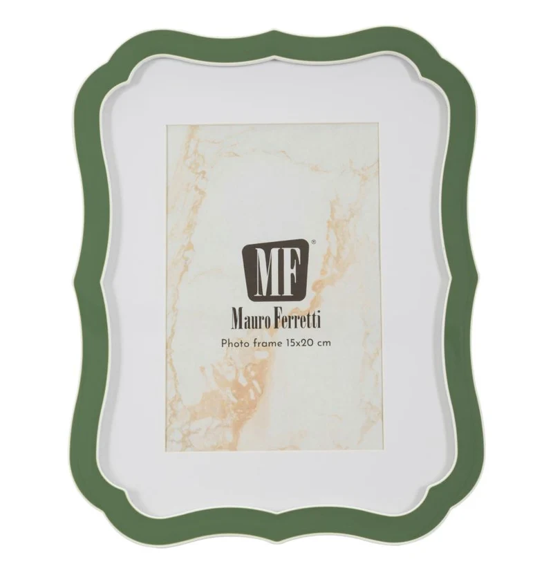 Cornice Margot Verde 17x1,4x21,9 cm in Zinco e Vetro Verde e Argento