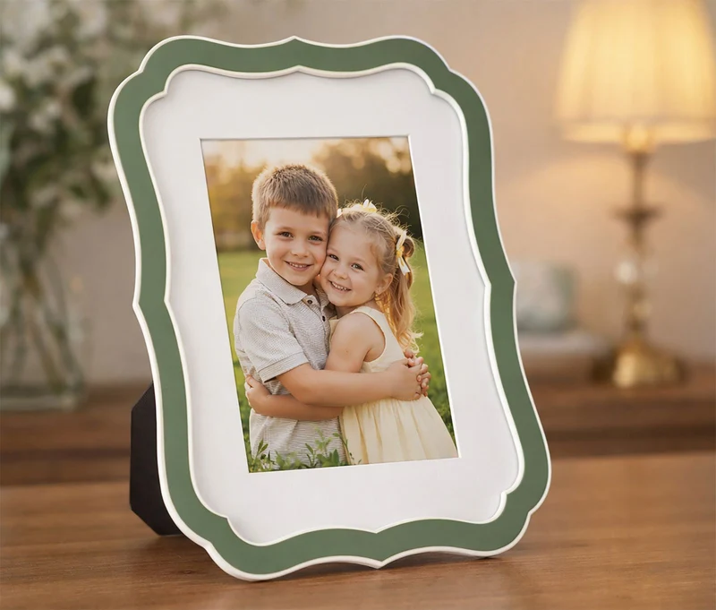 Cornice Margot Verde 17x1,4x21,9 cm in Zinco e Vetro Verde e Argento