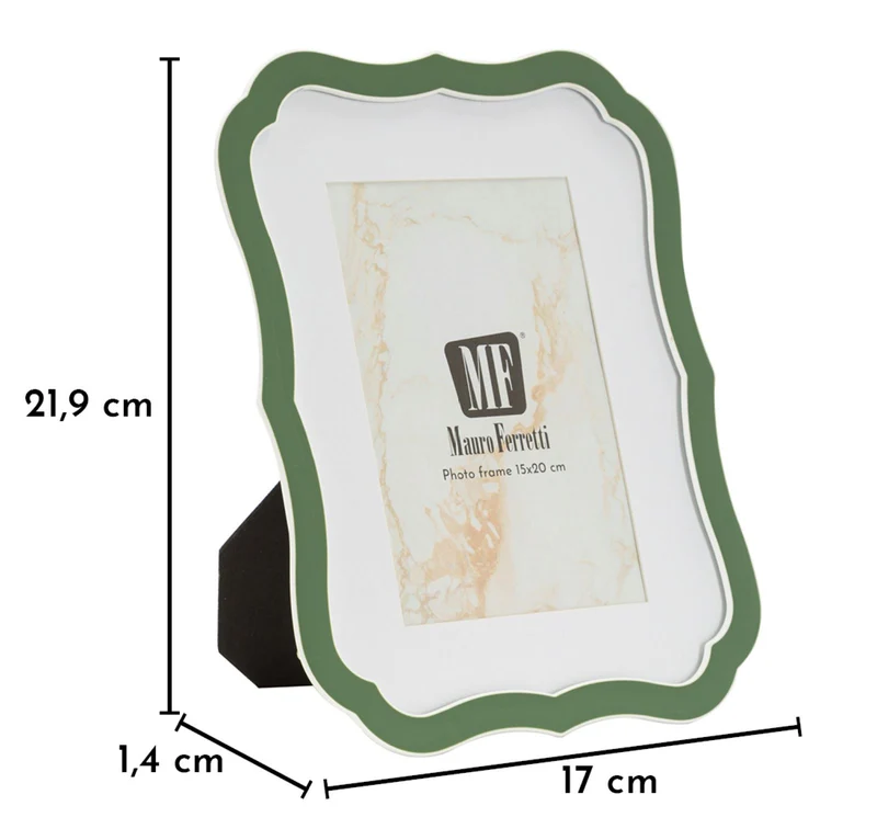 Cornice Margot Verde 17x1,4x21,9 cm in Zinco e Vetro Verde e Argento