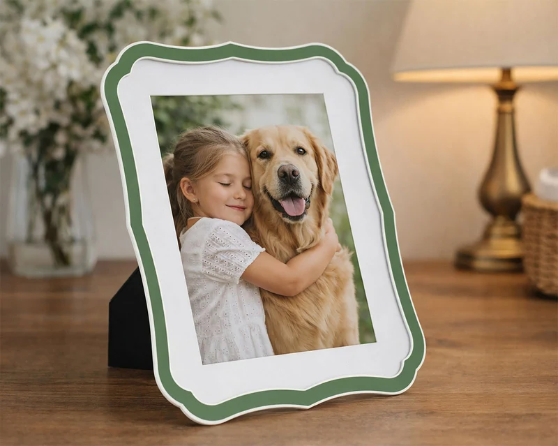 Cornice Margot Verde 22,1x1,4x27,2 cm in Zinco e Vetro Verde e Argento