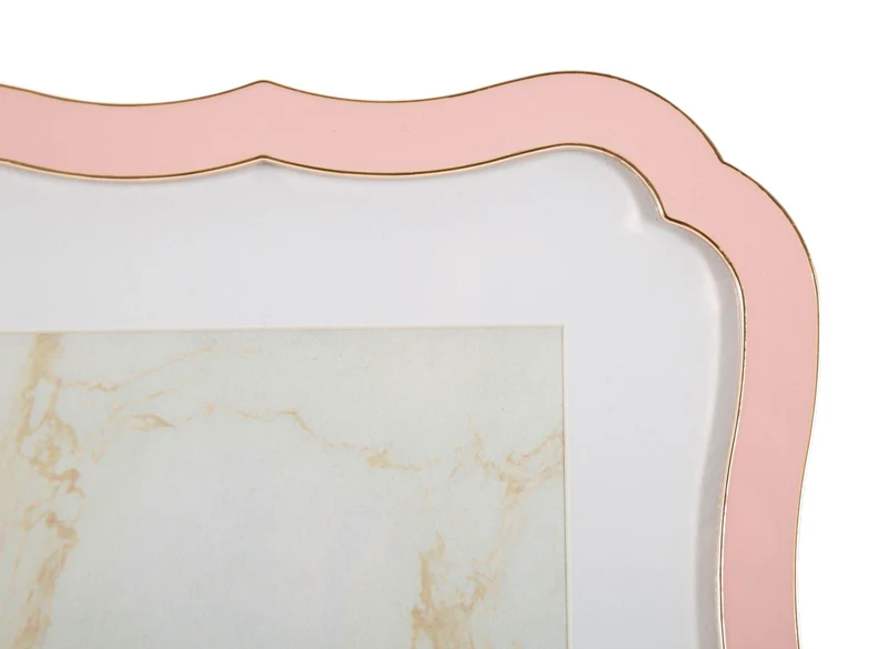 Cornice Margot Rosa 17x1,4x21,9 cm in Zinco e Vetro Rosa e Oro