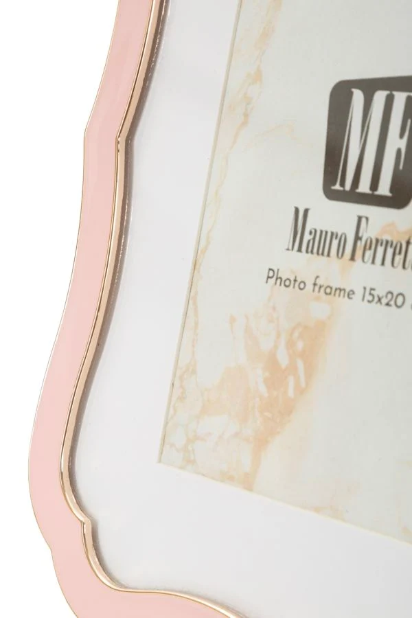 Cornice Margot Rosa 17x1,4x21,9 cm in Zinco e Vetro Rosa e Oro