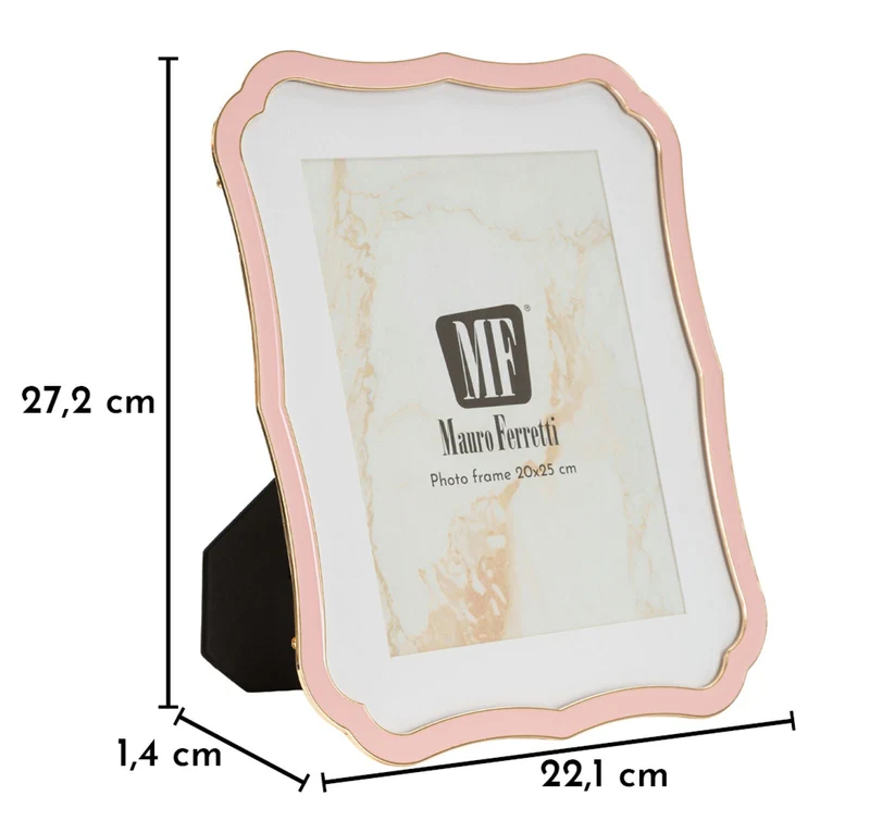 Cornice Margot Rosa 22,1x1,4x27,2 cm in Zinco e Vetro Rosa e Oro