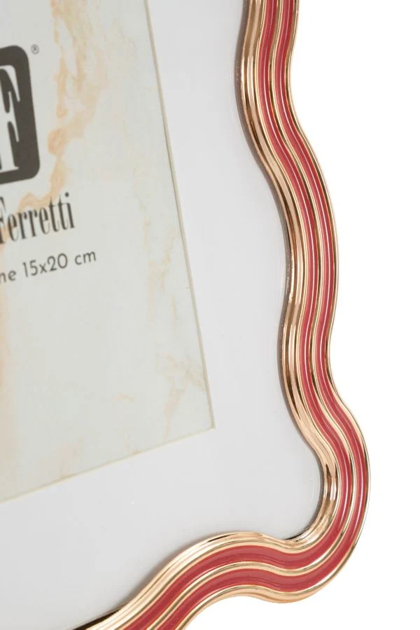 Cornice Elizabeth Rossa 17,5x1,3x22,5 cm in Zinco e Vetro Rosso e Oro