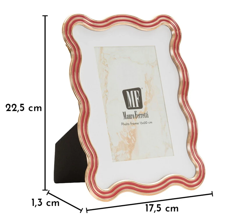 Cornice Elizabeth Rossa 17,5x1,3x22,5 cm in Zinco e Vetro Rosso e Oro