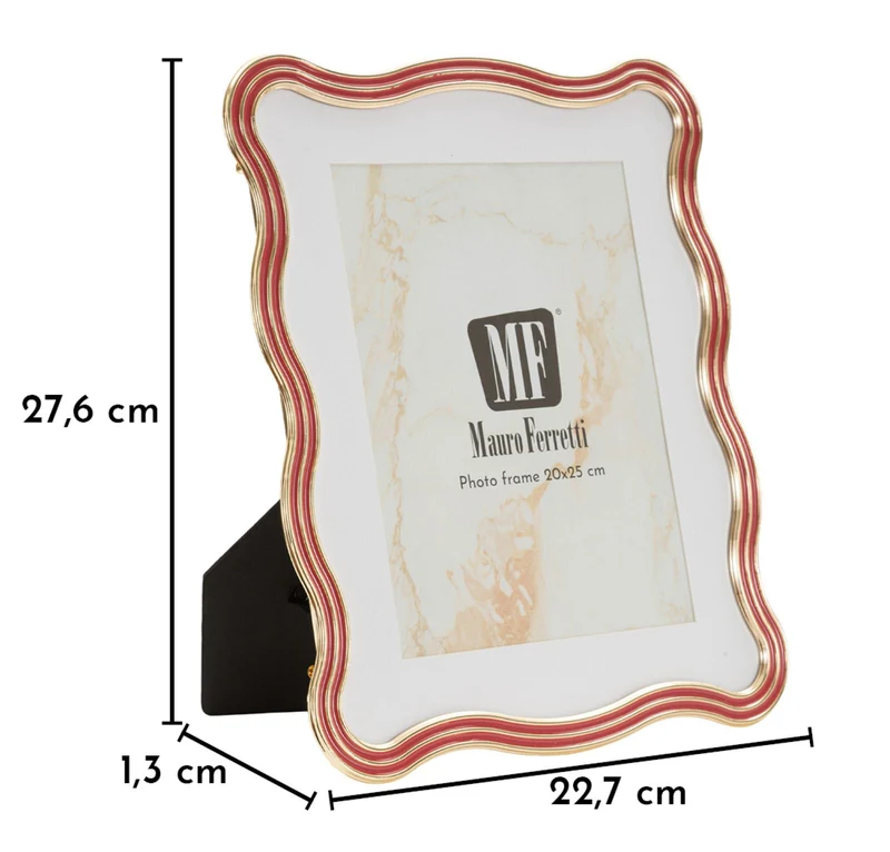 Cornice Elizabeth Rossa 22,7x1,3x27,6 cm in Zinco e Vetro Rosso e Oro